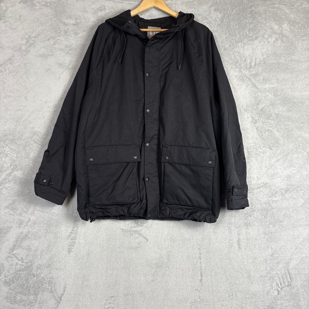 Gap Anorak Jacket Mens XL True Black Hooded Nylon Cotton Shell Fall Utility